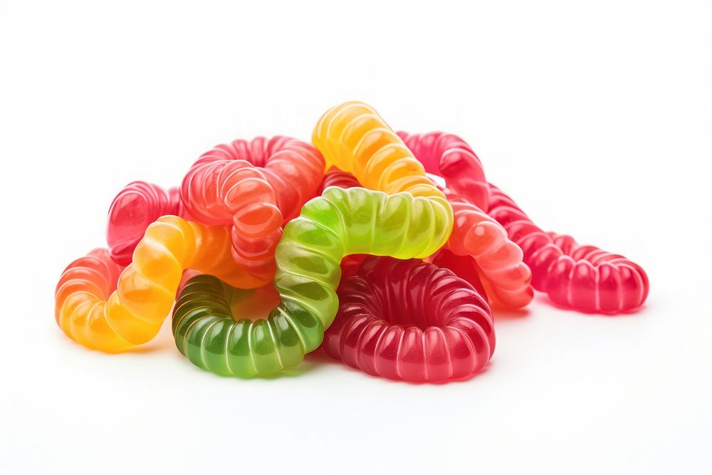 Gummies worm confectionery dessert candy. AI generated Image by rawpixel.