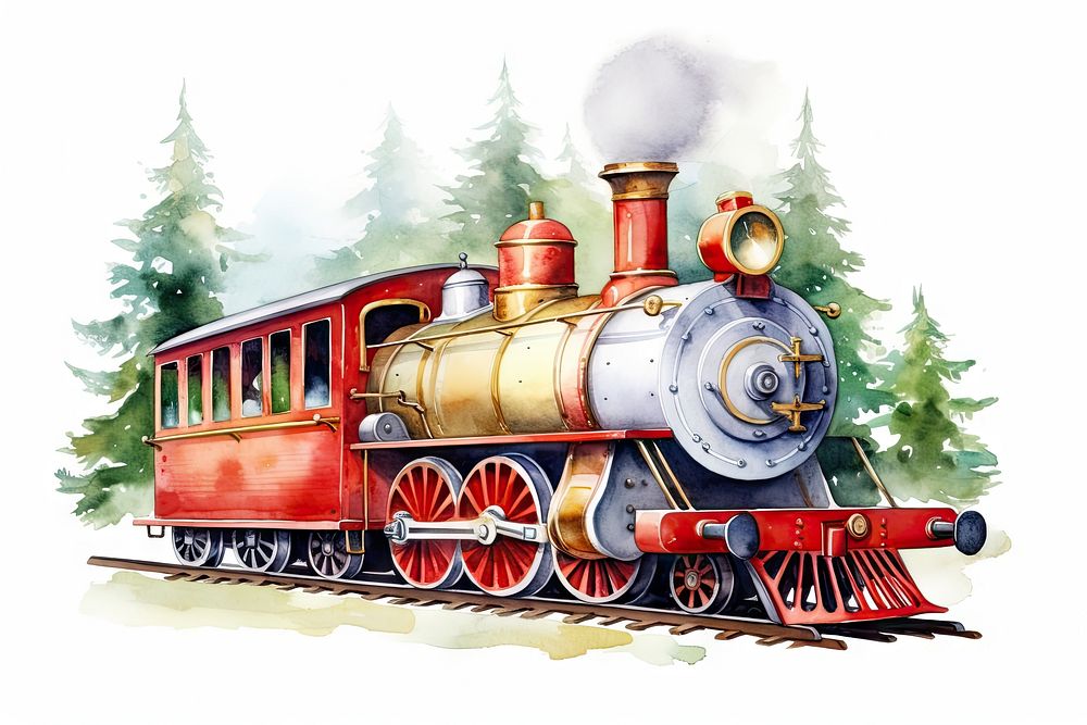 Christmas train locomotive vehicle railway. AI generated Image by rawpixel.