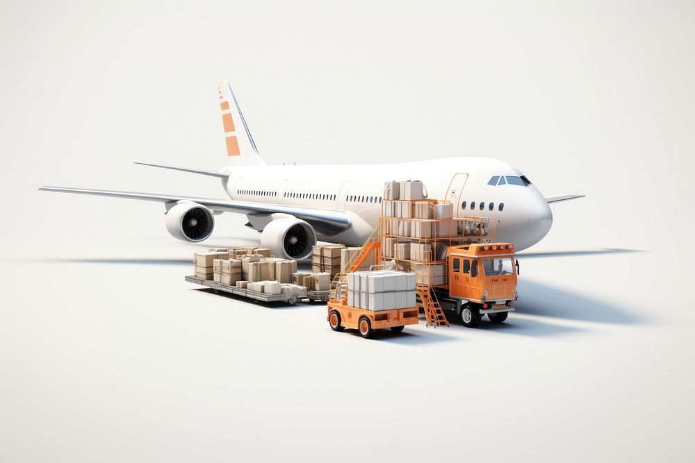 Loading cargo onto cargo plane aircraft airplane airliner. AI generated Image by rawpixel.
