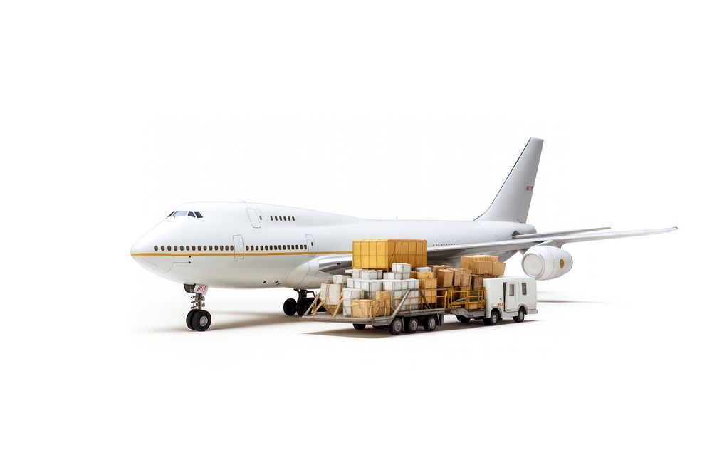 Loading cargo onto cargo plane aircraft airliner airplane. AI generated Image by rawpixel.