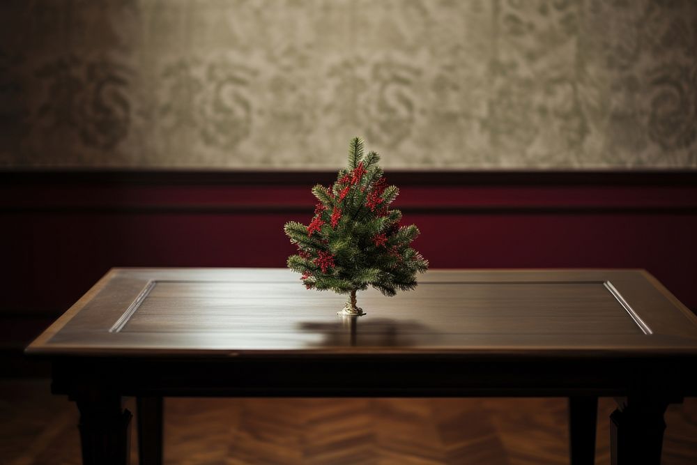 Christmas table tree furniture. AI generated Image by rawpixel.