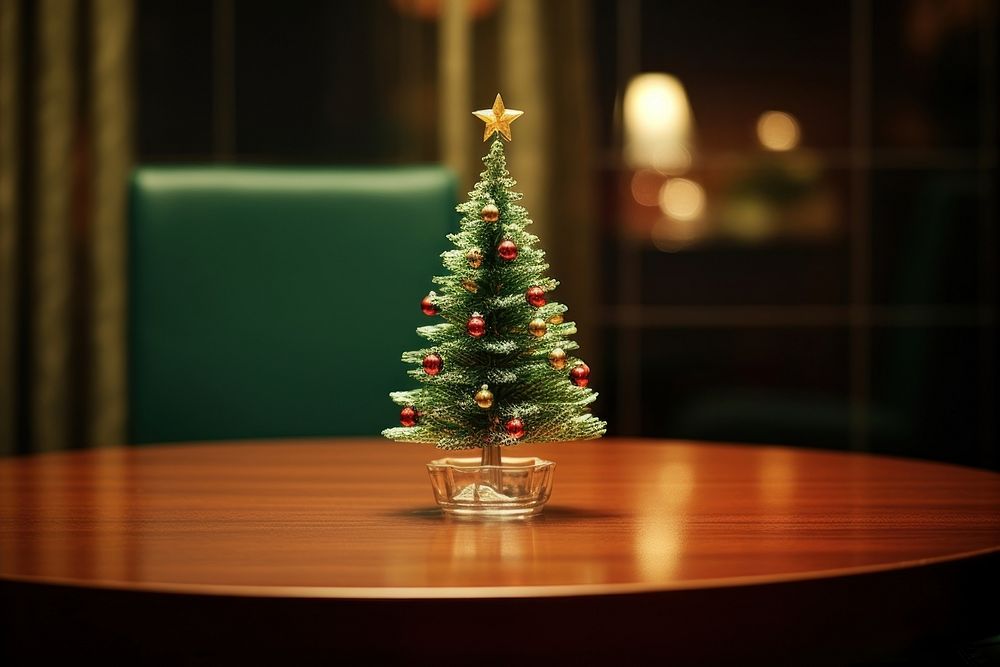 Christmas tree furniture table. AI generated Image by rawpixel.