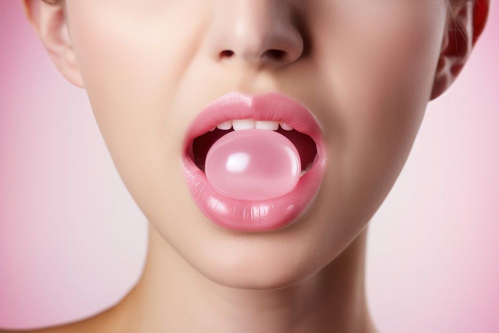 Mouth chewing gum lipstick perfection medication. AI generated Image by rawpixel.