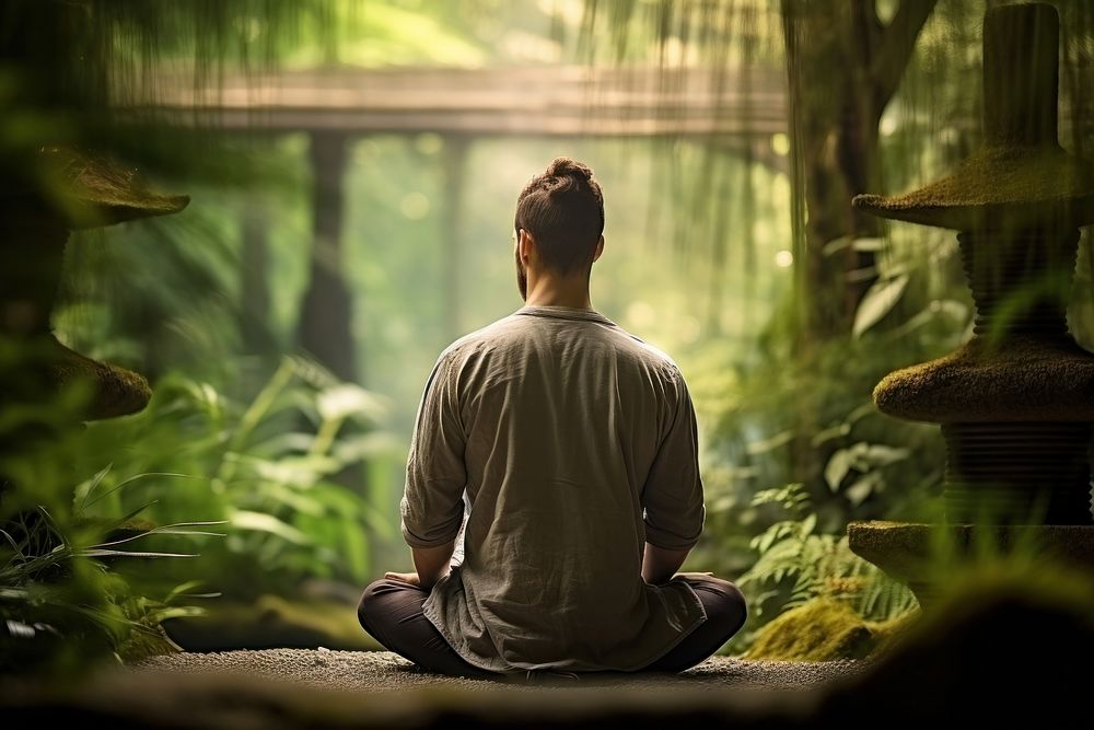 A man meditation sitting adult yoga. AI generated Image by rawpixel.