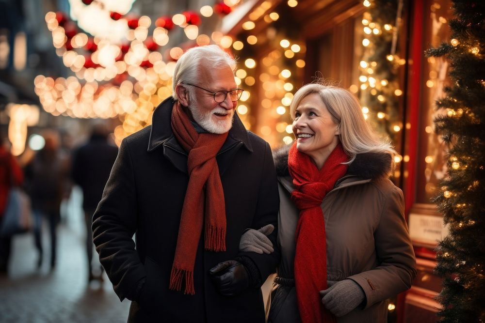 Mature married couple christmas scarf adult. AI generated Image by rawpixel.