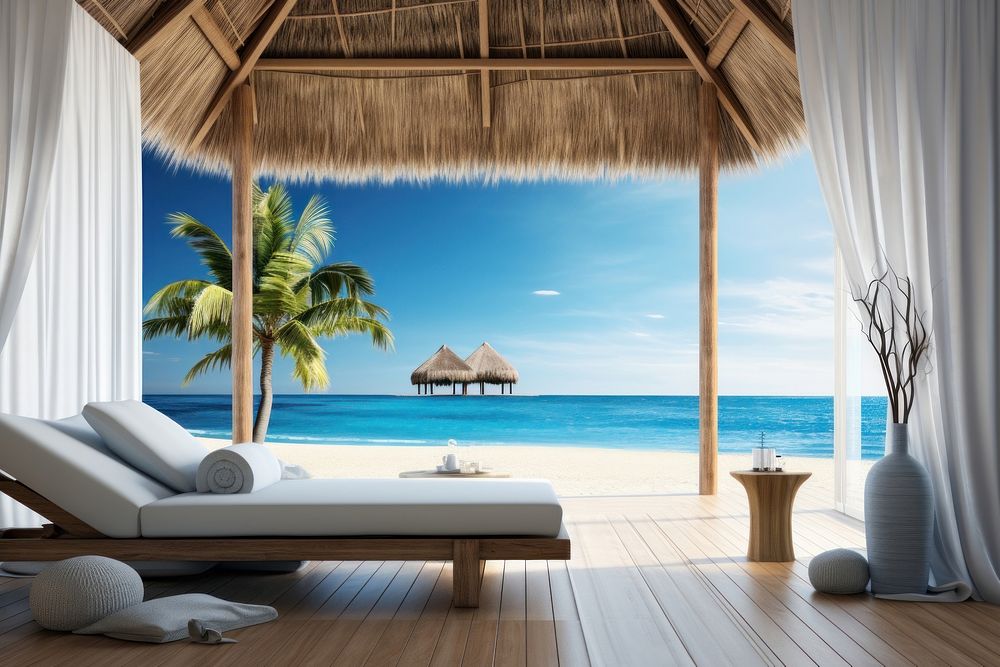 Resort beach architecture furniture. AI generated Image by rawpixel.