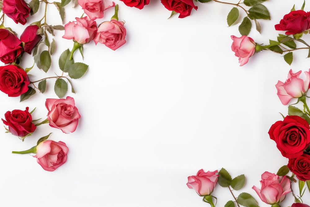 Roses frame flower petal plant. AI generated Image by rawpixel.
