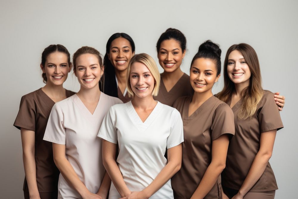 Group diverse professional masseuse uniform adult togetherness. AI generated Image by rawpixel.