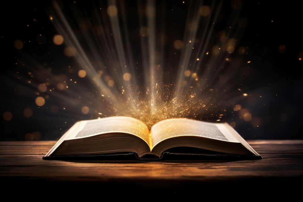 Open book publication glowing light. AI generated Image by rawpixel.