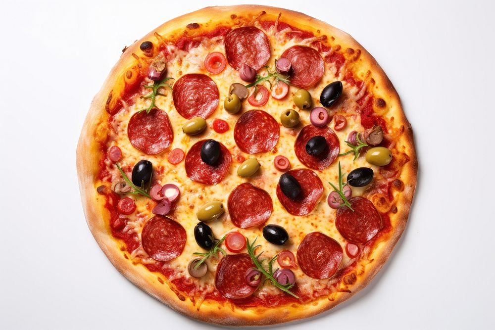 Pizza pepperoni salami olive. AI generated Image by rawpixel.