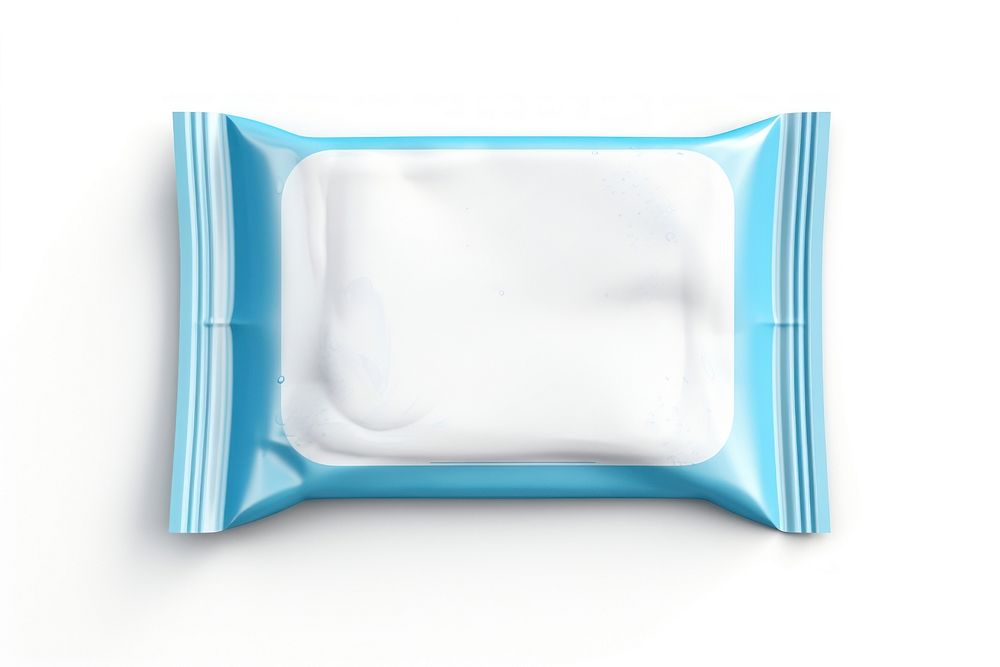 Wet wipes pack plastic white background rectangle. AI generated Image by rawpixel.