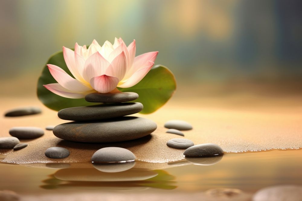 Spa stones lotus flower pebble. AI generated Image by rawpixel.