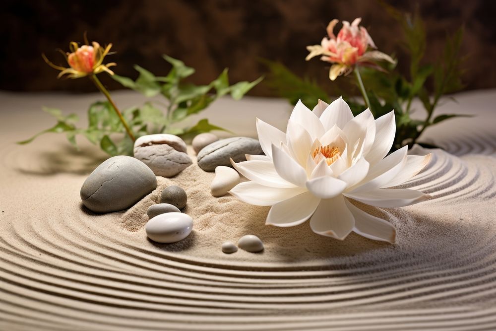 Spa stones lotus outdoors flower. AI generated Image by rawpixel.
