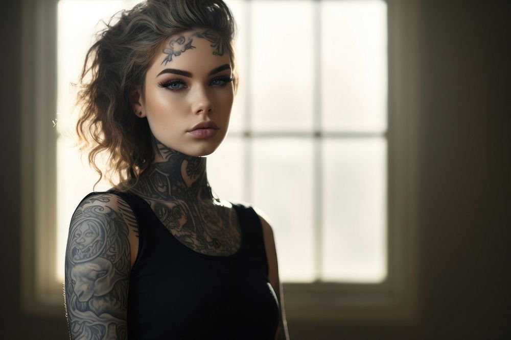 Woman with body tattoos portrait photo individuality. AI generated Image by rawpixel.