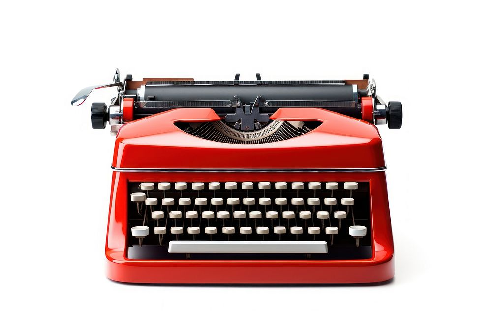 Typewriter red white background correspondence. AI generated Image by rawpixel.