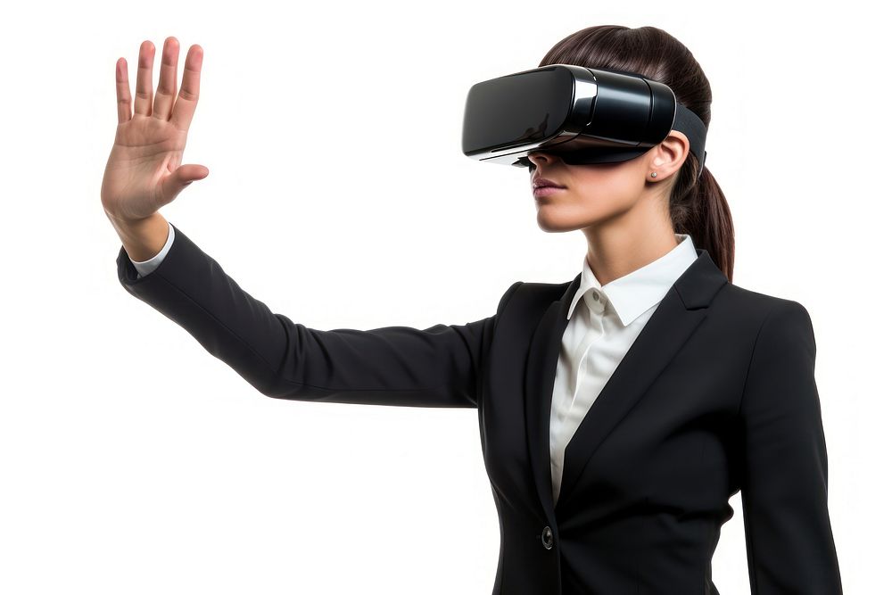 Woman using VR finger photo white background. AI generated Image by rawpixel.
