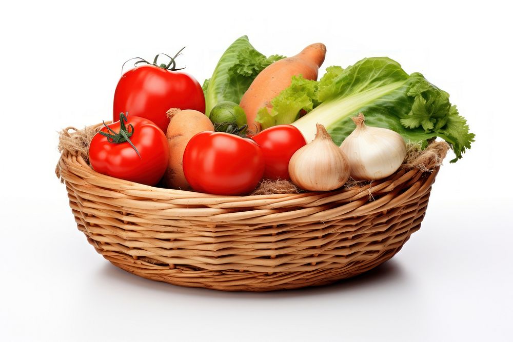 Vegetable tomato basket onion. AI generated Image by rawpixel.