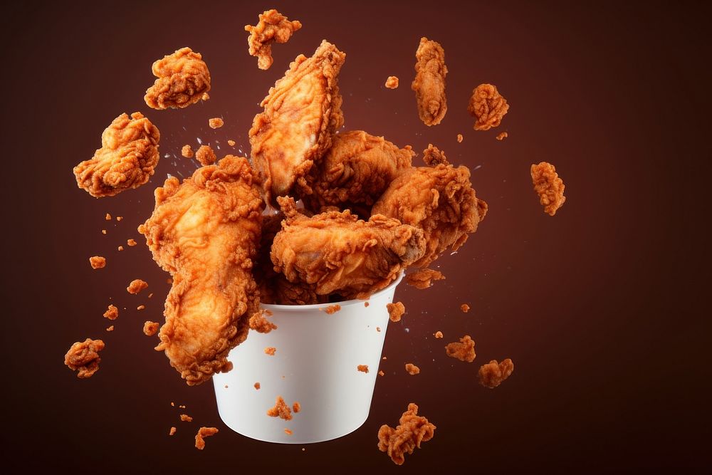 White cardboard bucket fried food fried chicken. AI generated Image by rawpixel.