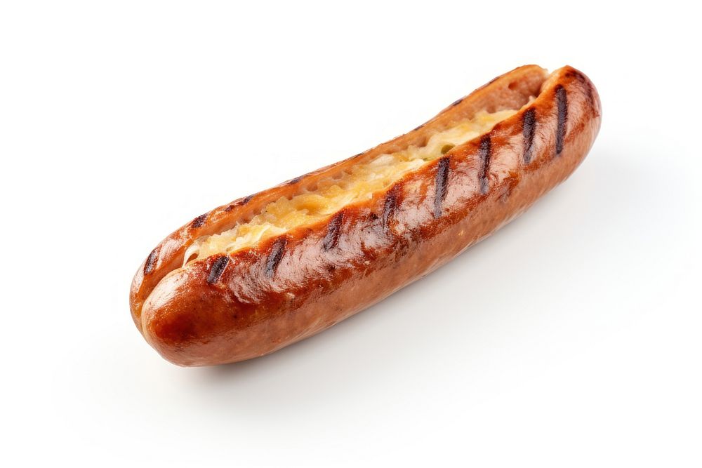 Bratwurst bread food white background. AI generated Image by rawpixel.