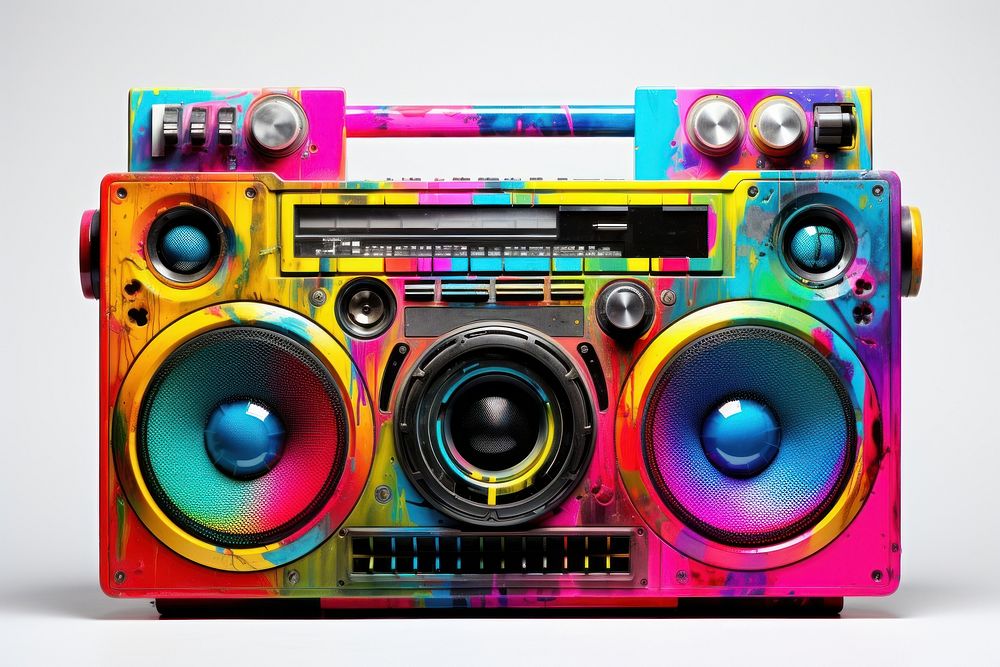 Boombox electronics stereo white background. AI generated Image by rawpixel.