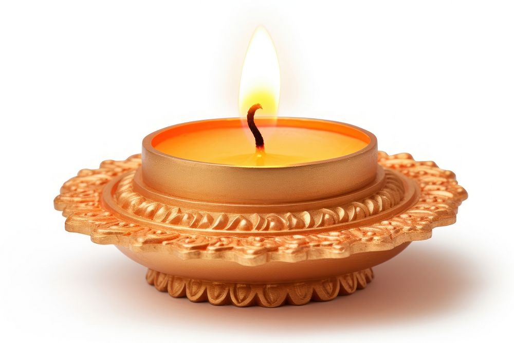 Diwali candle fire white background spirituality. AI generated Image by rawpixel.