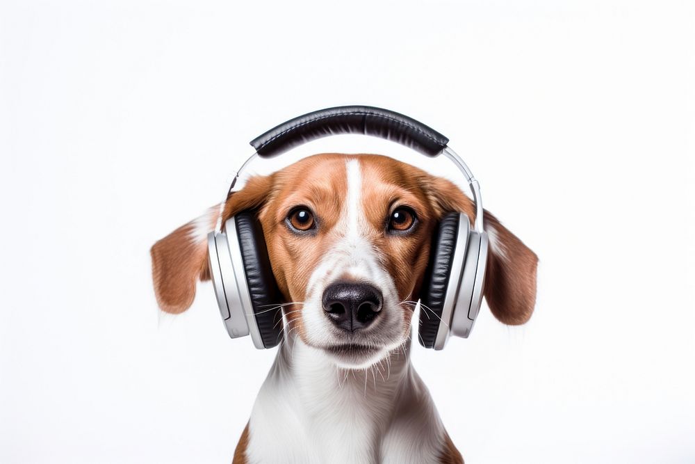 Headphones dog headset beagle. AI generated Image by rawpixel.