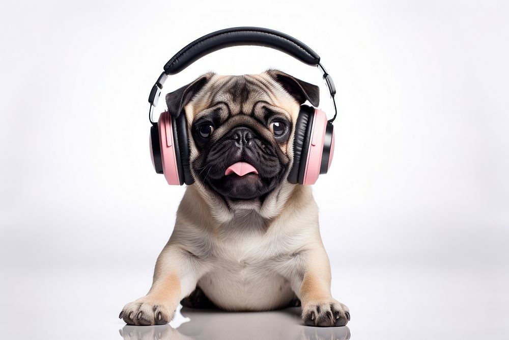 Dog sitting headphones headset mammal. AI generated Image by rawpixel.