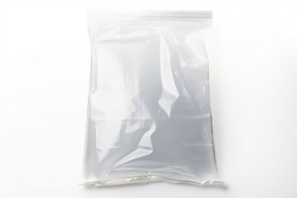 Transparent cellophane bag plastic white white background. AI generated Image by rawpixel.