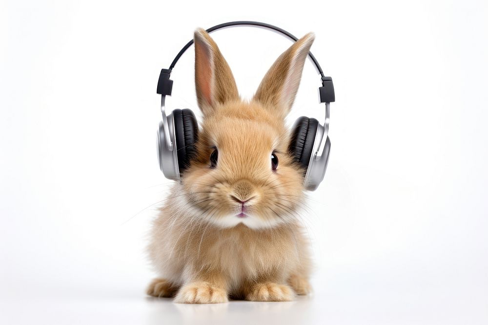 Headphones rodent mammal animal. AI generated Image by rawpixel.