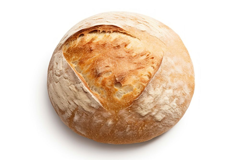 Round bread food white background sourdough. AI generated Image by rawpixel.