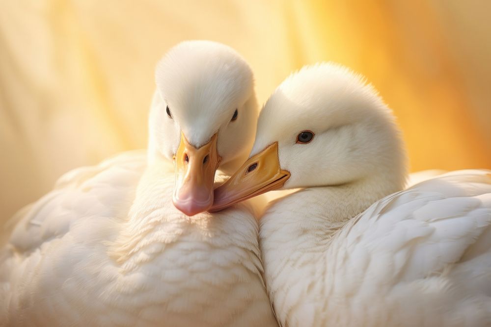 Duck cuddling poultry animal goose. AI generated Image by rawpixel.