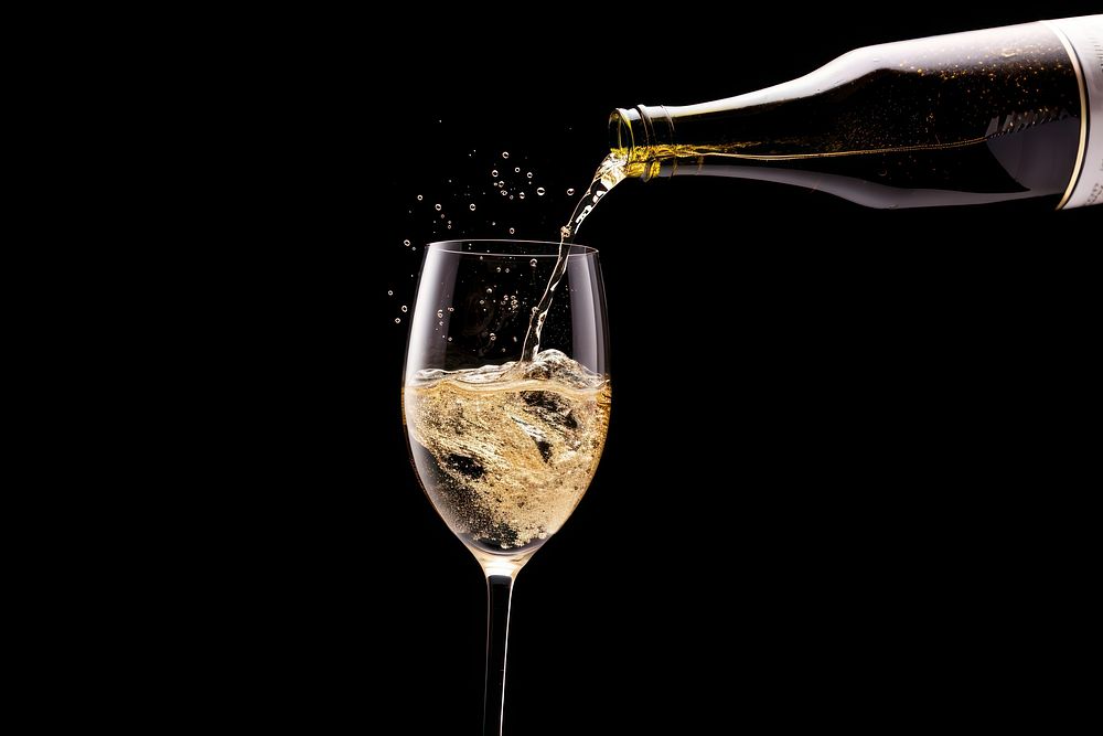 Pouring champagne bottle glass drink. AI generated Image by rawpixel.