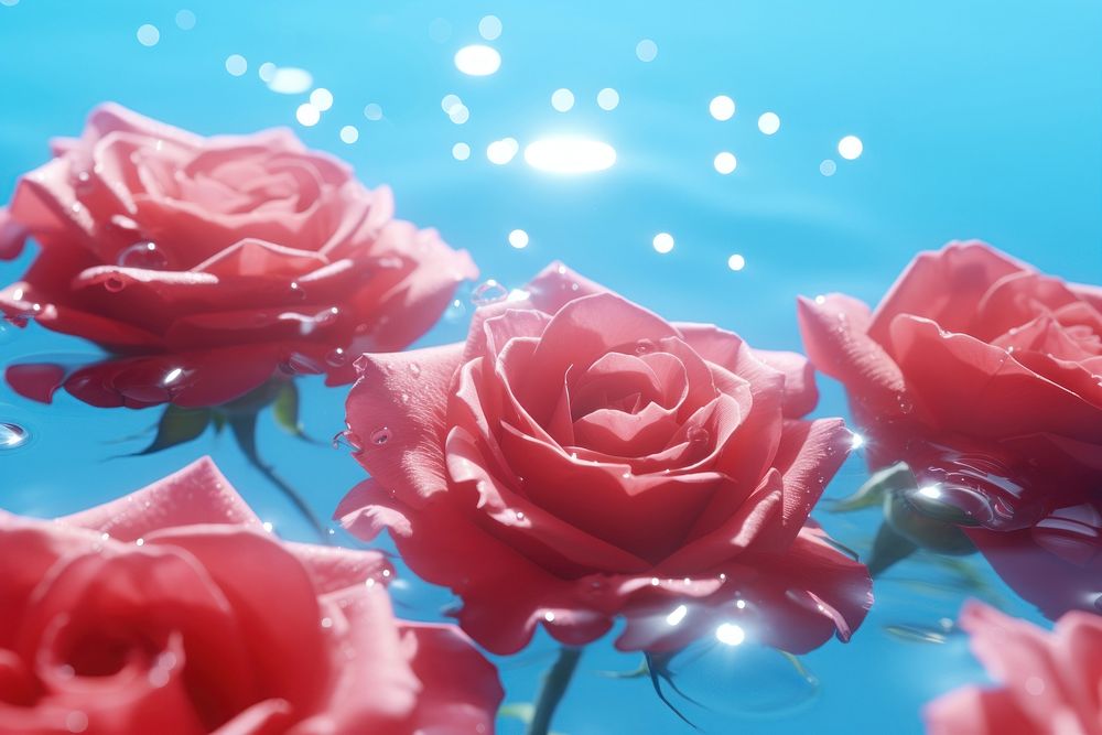 Roses flower floating outdoors petal plant. AI generated Image by rawpixel.