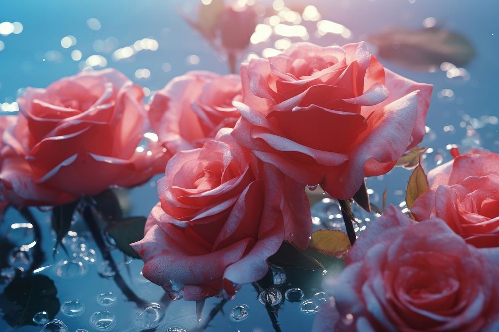 Roses flower floating petal plant inflorescence. AI generated Image by rawpixel.