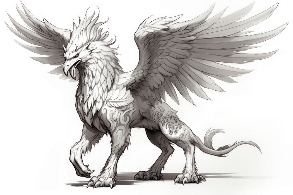 Sketch griffin drawing animal representation. AI generated Image by rawpixel.
