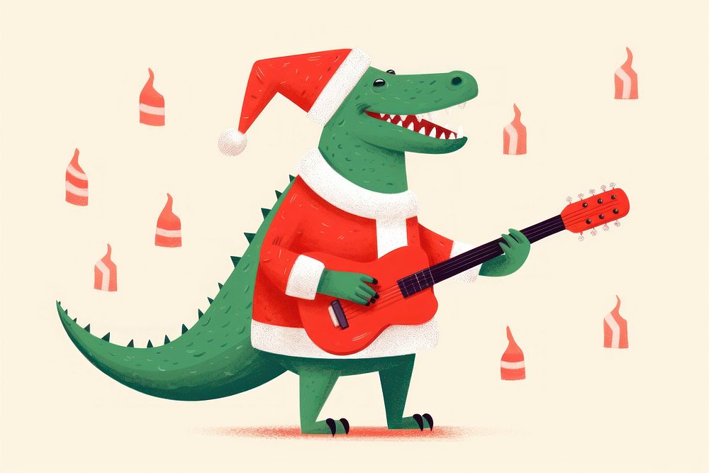 Dinosaur guitar red representation. AI generated Image by rawpixel.