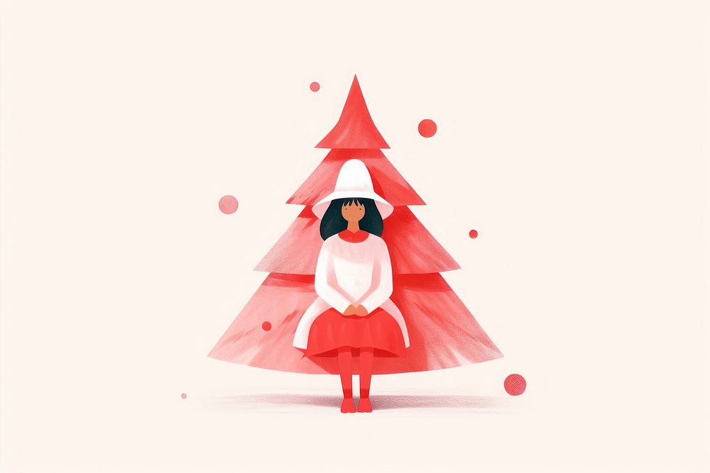 Women wearing Santa Claus outfit christmas tree red. AI generated Image by rawpixel.