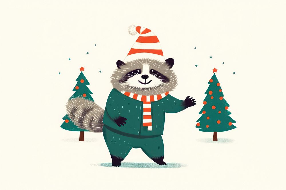 Raccoon christmas mammal animal. AI generated Image by rawpixel.