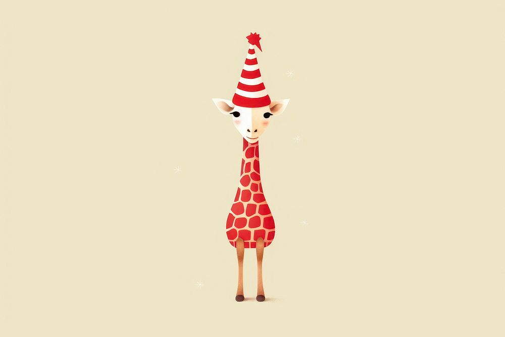 Giraffe mammal red hat. AI generated Image by rawpixel.