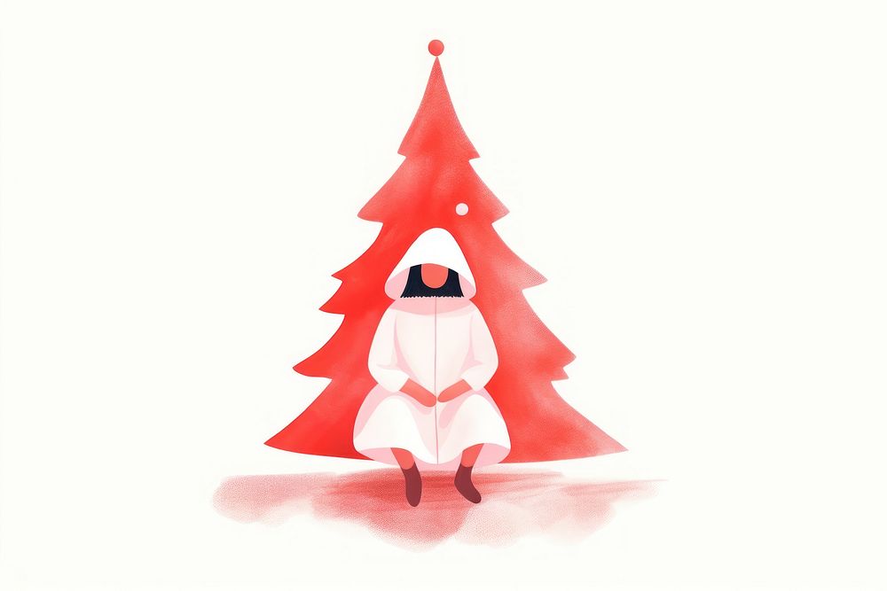 Women wearing Santa Claus outfit christmas white tree. AI generated Image by rawpixel.
