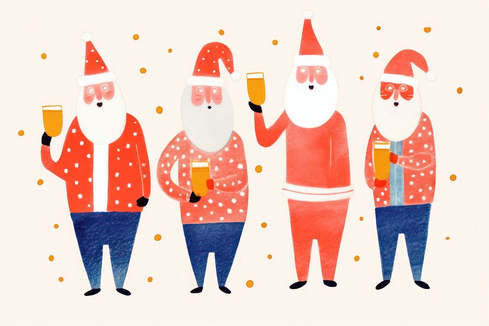 Drinking art togetherness santa claus. AI generated Image by rawpixel.