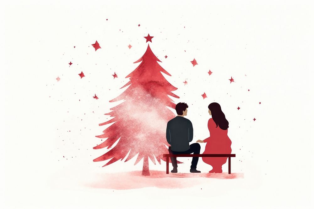 Christmas sitting bench adult. AI generated Image by rawpixel.