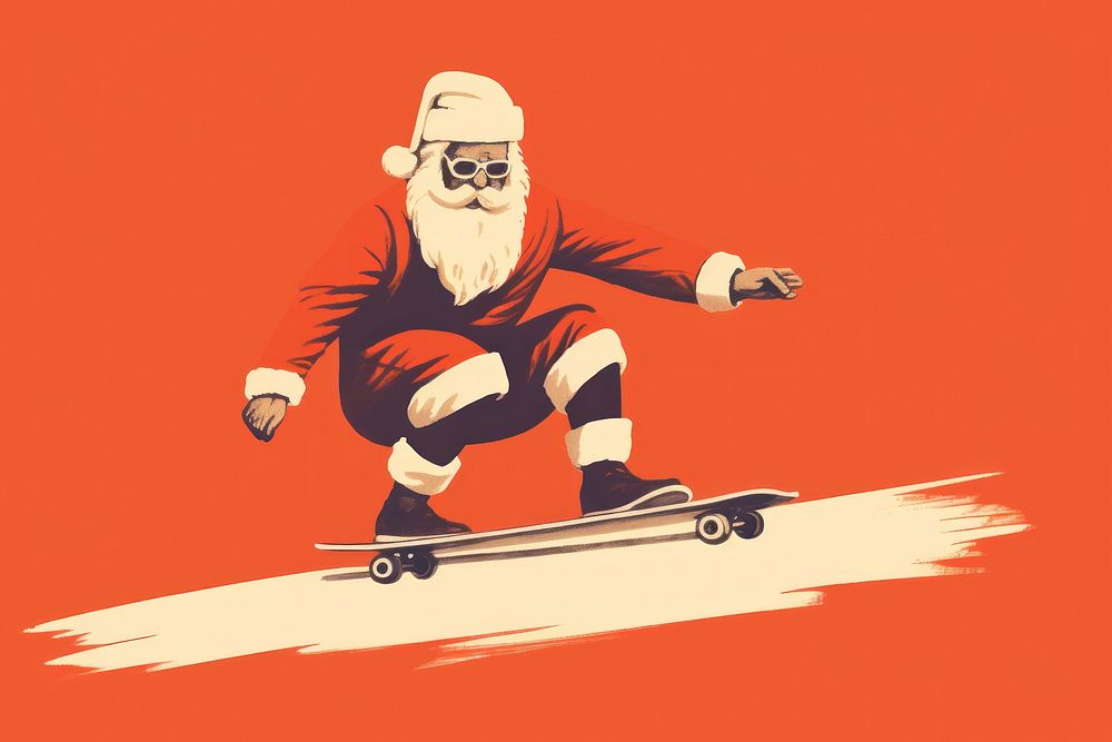 Santa Claus skateboard representation skateboarding. AI generated Image by rawpixel.