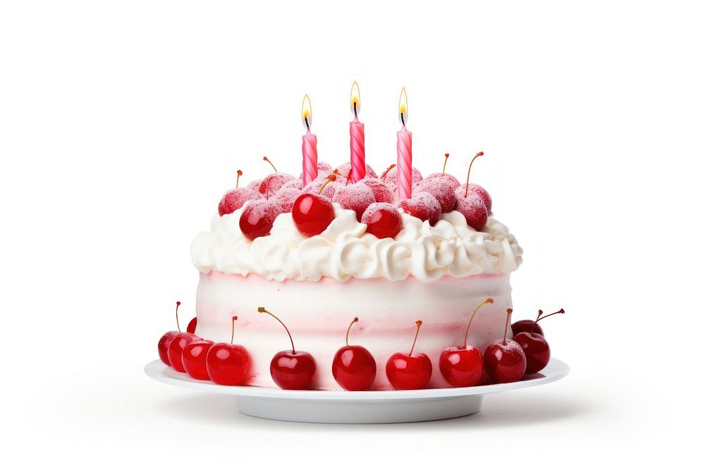 Simple birthday cake dessert cream fruit. AI generated Image by rawpixel.