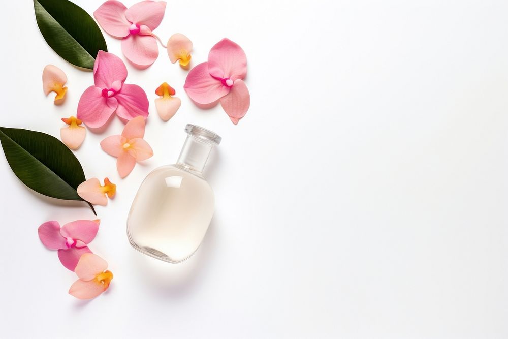 Spa Essential oil cosmetics bottle flower. AI generated Image by rawpixel.