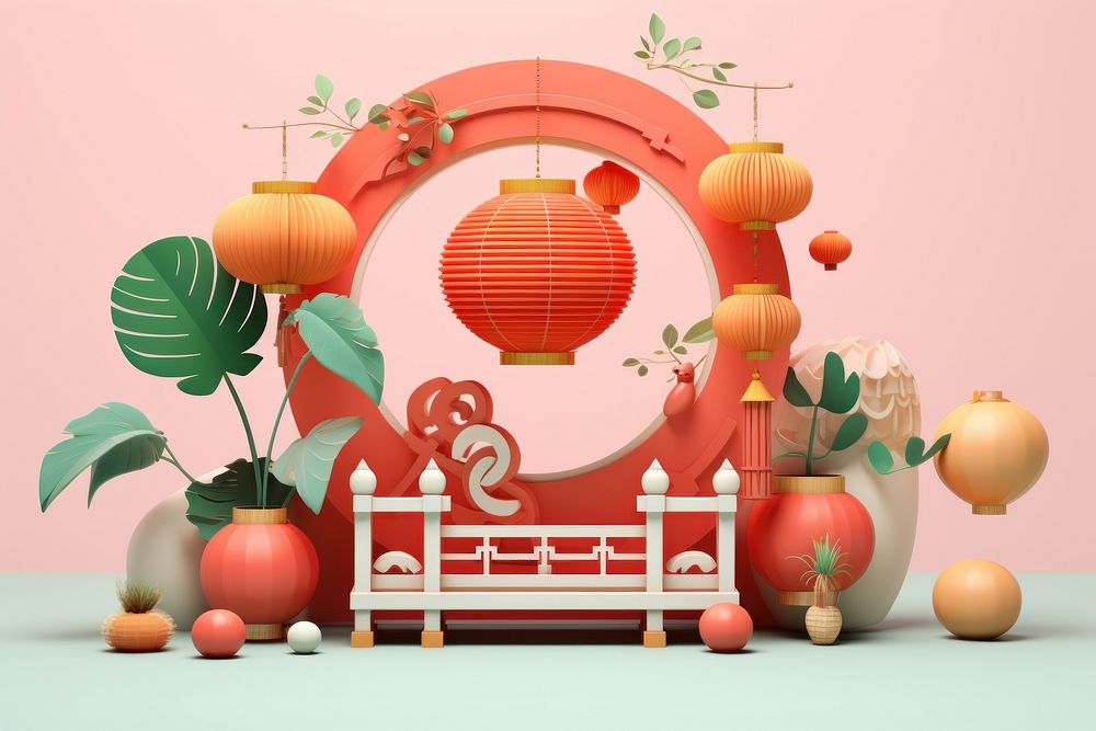 Chinese new year decoration architecture representation celebration. AI generated Image by rawpixel.