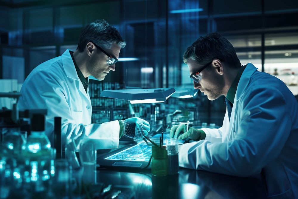 Two scientists laboratory research working. AI generated Image by rawpixel.