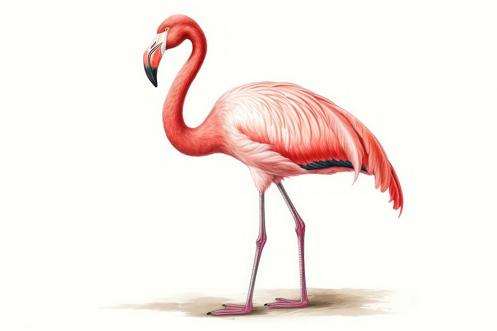 Flamingo vintage animal bird. AI generated Image by rawpixel.