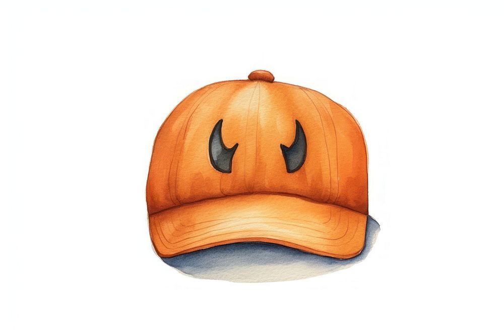 Pumpkin cap, fashion accessory watercolor illustration