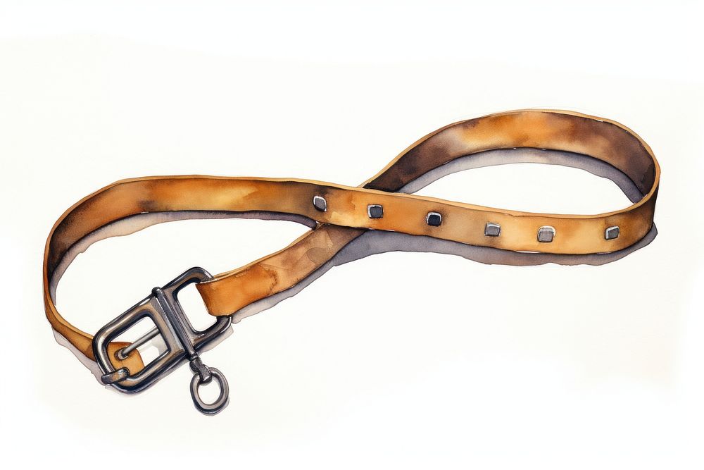Leather belt, fashion accessory watercolor illustration